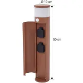LUCANDE sokkellampe Corban, rust, sensor, stikkontakter, IP44