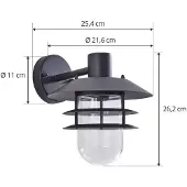 LINDBY utendørs vegglampe Meliora, svart, jern, IP44, E27