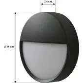 Arcchio utendørs LED-vegglampe, Gravo, Ø 25 cm, svart, IP65