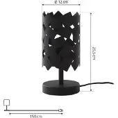 LUCANDE bordlampe Aeloria, svart, jern, Ø 12 cm, E27