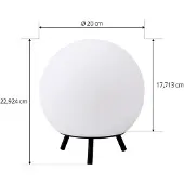 LINDBY LED oppladbar bordlampe Aurilia, svart/hvit, jern, IP44