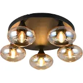 Reality Taklampe Divina, ravfarget, Ø 49 cm, 5 lyskilder, glass