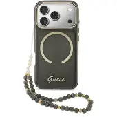 GUESS iPhone 17 Pro IML Glitter Script Rem-deksel - MagSafe-kompatibel - Svart