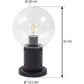 LINDBY sokkellampe Dangan, svart/klar, høyde 32 cm, glass