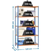 Simonclick Megaplus 5/500 Metallhylle 2000x1200x500 Mm