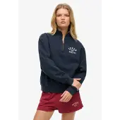 Superdry for woman. W2012541A Athletic Essential navy half-zip hoodie (M), Casual, Cotton