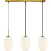 Eko-Light Hengelampe Alias, metall gullfarget opalglas, 3 lyskilder lang