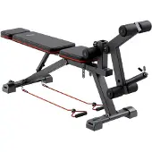 Vevor vektbenk, 800lbs justerbar vektbenkpress for fullkroppstrening, treningsbenk med sit-up-funksjon for styrketrening hjemme, flat benk med benforlengelse, prekerpute, rask justering