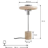 LINDBY bordlampe Branford, retro, beige, metall/travertin