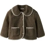Lil´ Atelier Lil' Atelier Fleecejakke - Teddy - NmfLajo - Shitake - - 7-8 år (122-128) - Fleecejakke