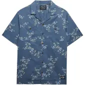 Superdry for man. M4011130A Printed shirt blue (L), Casual, Cotton, Short sleeve