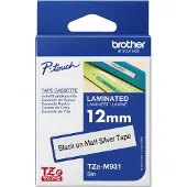 Brother TZM931 - Sort på sølv - Rull (1,2 cm x 8 m) laminert teip - for PT-D210, D600, H110, H200 P-Touch PT-1005, D450, H107 P-Touch Cube Plus PT-P710