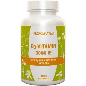 Alpha Plus D3-vitamin 3000 IE + K2, 180 kapsler