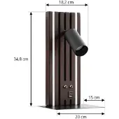 LUCANDE LED-vegglampe Tiron, høyde 35 cm, eik, USB
