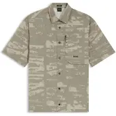 BOSS for man. 50559568 Shirt Globe Print green (L), Casual, Cotton, Short sleeve