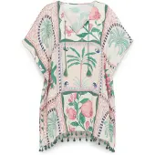 Gisela Tropical Print Kaftan Kort Ermet Kjole
