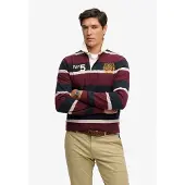 Superdry Double Emblem Stripe Rugby Langermet Poloskjorte