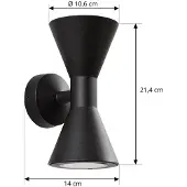 LUCANDE utendørs vegglampe Xalor, svart, IP65, metall, GU10