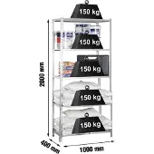 Simonclick Maderclick Plus 5/400 Metallhylle 2000x1000x400 Mm