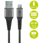 Goobay MicroUSB / USB-A-kabel - 0.5m - Stellargrå / Sølv