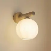 TK Lighting Vegglampe Virlo, tre, opalglas, høyde 20 cm, E14
