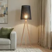 TK Lighting Gulvlampe Walz, svart, tre, høyde 175 cm, E27