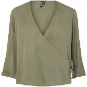 Pieces Pcpia 3/4 Linen Blend Omslagsbluse