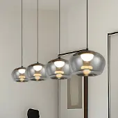 VIOKEF LED-pendellampe Nadia, lengde 92 cm, røykgrå, glass, 4 lyskilder