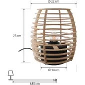 LINDBY bordlampe Ediz, svart, tre, 25 cm høy, E27