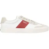 BOSS for man. 50563847 White Motion Leather Sneakers (43), Flat, Laces, Casual