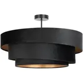 LINDBY taklampe Jusari, svart, tekstil, Ø 56 cm, E27