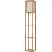 LINDBY gulvlampe Birta, trefarget/hvit, hylle, tre