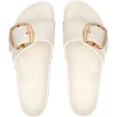 Birkenstock for woman. 1029633 Madrid Big Buckle EVA Sandals (Narrow Fit) white (41), Flat, None, Casual