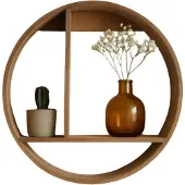Home-tex Hylle - Rund vegghylle Ø37 cm - Lysbrunt tre