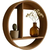 Home-tex Hylle - Rund vegghylle Ø37 cm - Mørkebrun tre