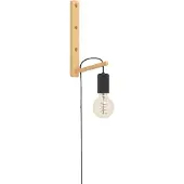 Eglo Pockley vegglampe, utspring 16 cm, svart/tre, tre