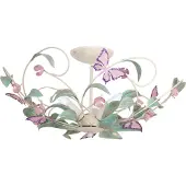 Luminex Taklampe BUTTERFLY, krem/grønn/rosa, stål, 3 lyskilder