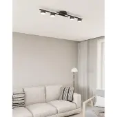 Emibig Taklampe Fragment, svart, lengde 86 cm, metall, 4 lyskilder.