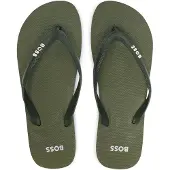 BOSS for man. 50498208 Italy Flip-Flops with Green Logo (45/46), Flat, None, Beachwear