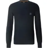 BOSS for man. 50527584 Textured knit sweater in navy blue (S), Casual, Cotton