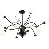 Jupiter Taklampe Gloriosa, glass, svart, 10 lyskilder