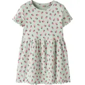 Name it Kjole - Rib - NmfVemma - Pale Aqua/Jordbær - - 2 år (92) - Kjole