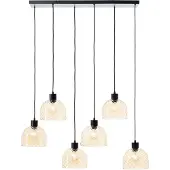 Brilliant Casto hengelampe, lengde 95 cm, ravfarget, 6-lys, glass