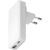 Dbramante1928 re-charge Pro - Strømadapter - slank - 65 watt - 2 utgangskontakter (USB-C, USB) - hvit