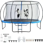 Vevor 14FT trampoline, 450 lbs trampoline med innhegningsnett, stige og buet stang, kraftig trampoline med hoppematte og fjærbelegg, utendørs rekreasjonstrampoliner for barn og voksne