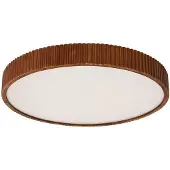 LINDBY LED-taklampe Velua, hvit/mørkt tre, CCT, Ø 50 cm