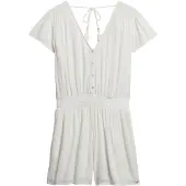 Superdry for woman. W8011880A Printed short sleeve jumpsuit white (S), Casual, Viscose
