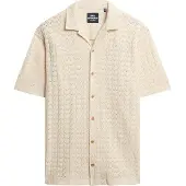 Superdry for man. M4011058A Knitted Texture Shirt beige (M), Casual, Cotton, Short sleeve