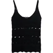 Superdry for woman. W6012031A Black crochet top (XXS), Casual, Cotton, Sleeveless / Straps