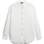 Superdry for woman. W4010463A Linen casual shirt with white boyfriend fit (XS), Long sleeve